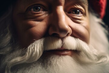Close-up of Santa Claus with his traditional beard during the Christmas holiday. Generative AI