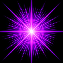 Vector light effect of lens flares. purple glowing lights starburst effects with sparkles on a transparent background