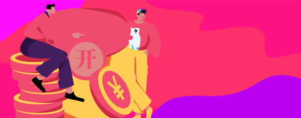 Holiday shopping people doing e-commerce online shopping flat vector concept operation hand drawn illustration
