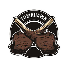 tomahawk steak vintage logo template