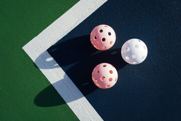 Pickle ball paddle on pickle ball court.