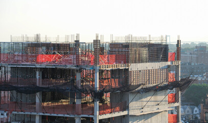 facade view of building construction frame structure