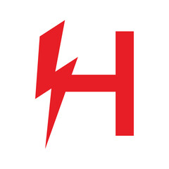 letter h lighning logo design