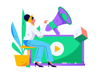 Notification announcement vector creative flat hand drawn illustration
