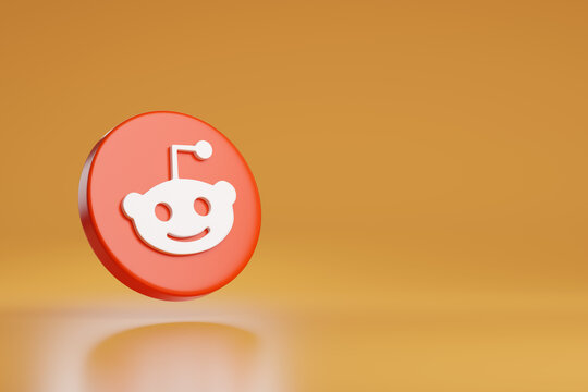 Reddit logo icon with copy space. 3d illustration.