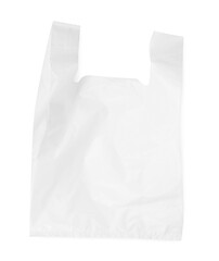 One plastic bag isolated on white, top view