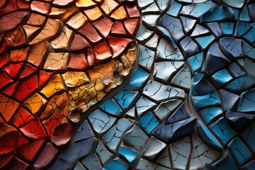 A visual metaphor of a mosaic, highlighting the beauty that emerges when different pieces come together to create a harmonious and just society. Generative Ai.