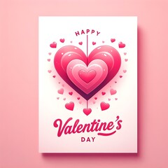 Valentines Day Hearts card Template Pink Hearts card.
