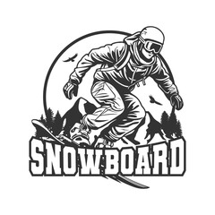 Fototapeta premium Snowboarder Illustration Clip Art Design Shape. Snowboarding Silhouette Icon Vector.