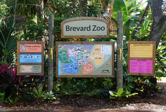 Melbourne, Florida, U.S - November 14, 2023 - The colorful outdoor map and information at Brevard Zoo
