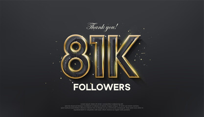 Golden line thank you 81k followers, with a luxurious and elegant gold color.