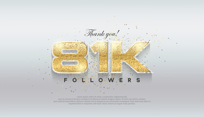 Shiny luxury gold 81k followers. premium vector background for celebration.