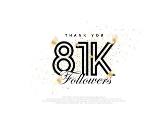 Black 81k followers number. achievement celebration vector.