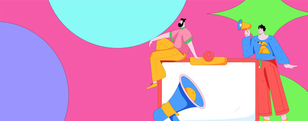 Notification announcement vector creative flat hand drawn illustration
