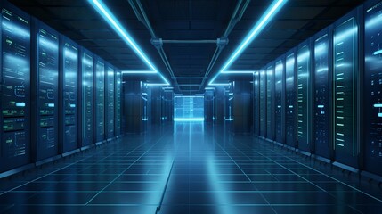 Fototapeta premium Server Room Technology Warehouse (Generative AI).