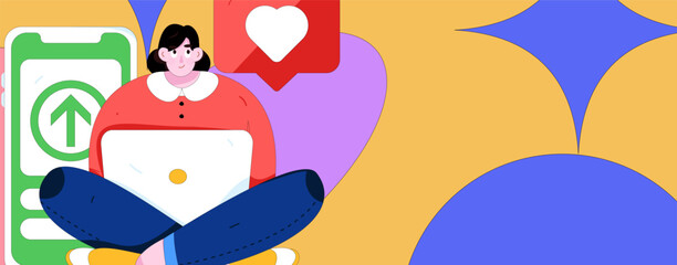 Notification announcement vector creative flat hand drawn illustration
