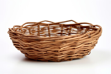 wicker basket, brown basket on white background, basket of vines, series, white background, isolated