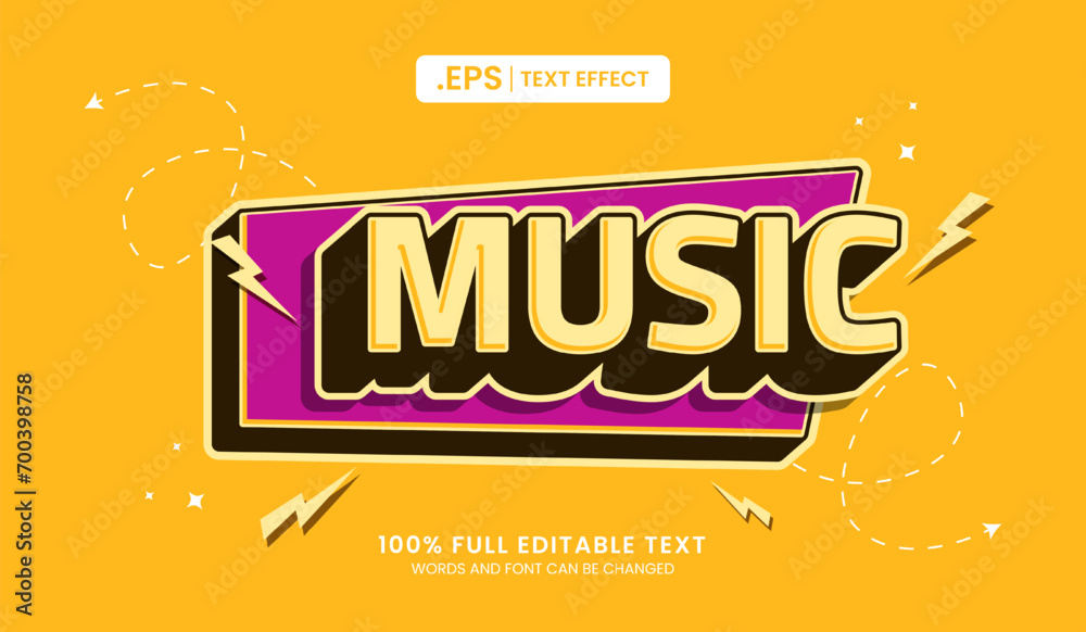 Canvas Prints design editable text effect, music text vector illustration
