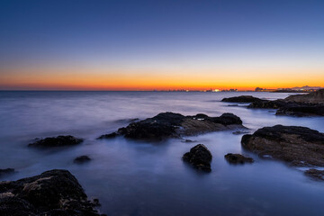In the evening, the seaside scenery