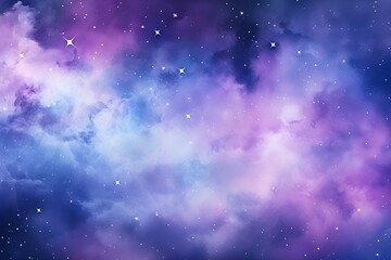 Obraz premium Watercolor blue purple gradient galaxy with sparkling stars background for astrology outer space art