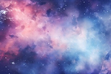 Watercolor magic gradient galaxy space universe wall art banner background hand drawn illustration - obrazy, fototapety, plakaty