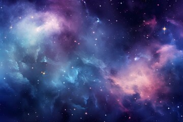 Watercolor shining neon galaxy space with stars for universe nebula cosmic background painting