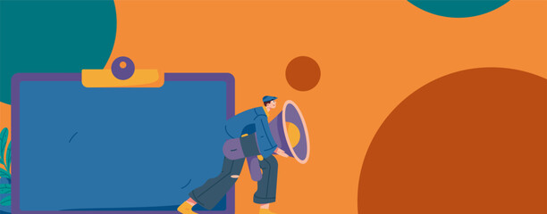 Notification announcement vector creative flat hand drawn illustration
