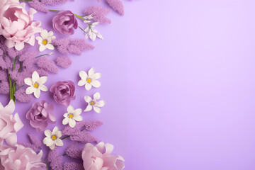 Fototapeta na wymiar white violet flowers on violet background