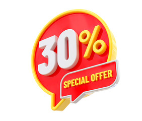 30 Percent Special Offer 3d Label 