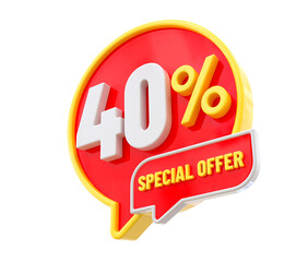 40 Percent Special Offer 3d Label 