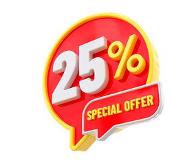 25 Percent Special Offer 3d Label 