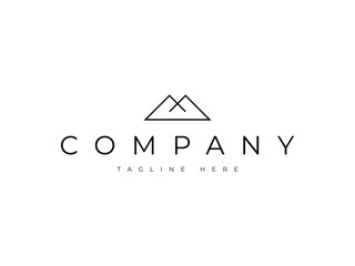 abstract minimal mountain line logo design