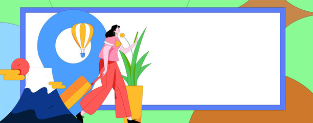 Holiday travel travel characters internet background vector hand drawn illustration
