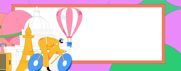 Holiday travel travel characters internet background vector hand drawn illustration
