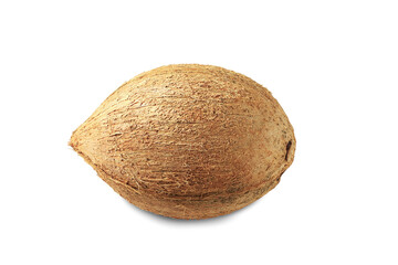 organic whole palm coconut fruit cutout in transparent background,png format