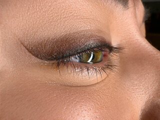 Fototapeta na wymiar permanent eyeliner makeup close up. Healthy and clean skin young woman
