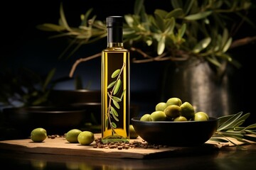 Delicate and refined essence of olive oil. Generative AI