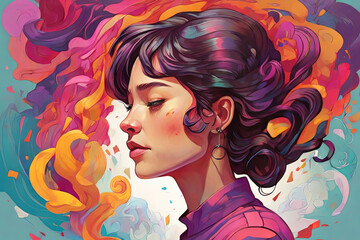 Vibrant epilepsy journey Illustrations depicting diverse experiences. Ideal for epilepsy awareness, education, and support visuals.