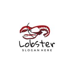 Lobster vector logo vintage hand-drawn, seafood illustration symbol classic and rustic, very elegant for a company.