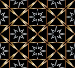 Abstract classic golden pattern. Geometric pattern with gradient. For Wallpaper, presentation, background. Interior design. Fashion print. 