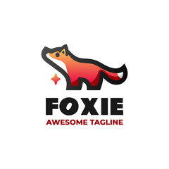 Vector Logo Illustration Fox Simple Mascot Style.