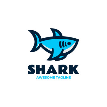 Vector Logo Illustration Shark Simple Mascot Style.