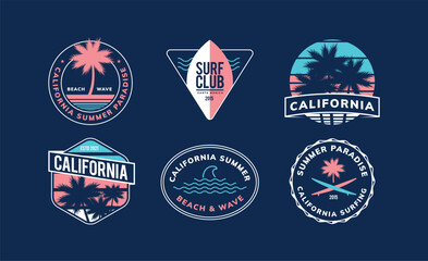 surfing badge design - obrazy, fototapety, plakaty