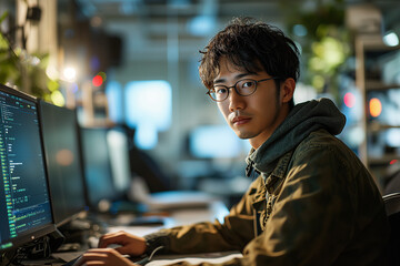 プログラミングをする男性ITエンジニア