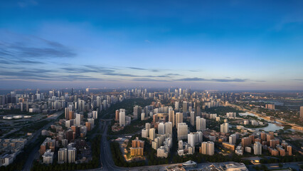 Obraz premium Modern metropolis, city skyline, urban buildings, green city