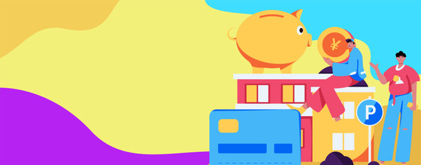Naklejka premium Home loan flat vector concept operation illustration 