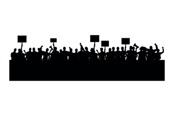 Collection of demonstration illustrations of silhouettes of many people demonstrating
