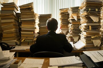 a lawyer is working in the incident archive room