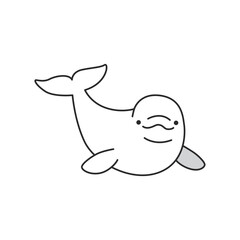 Cute beluga isolated on a white background. Vector illustration for your design