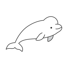 beluga icon in outline style isolated on white background. Animal symbol stock vector illustration.